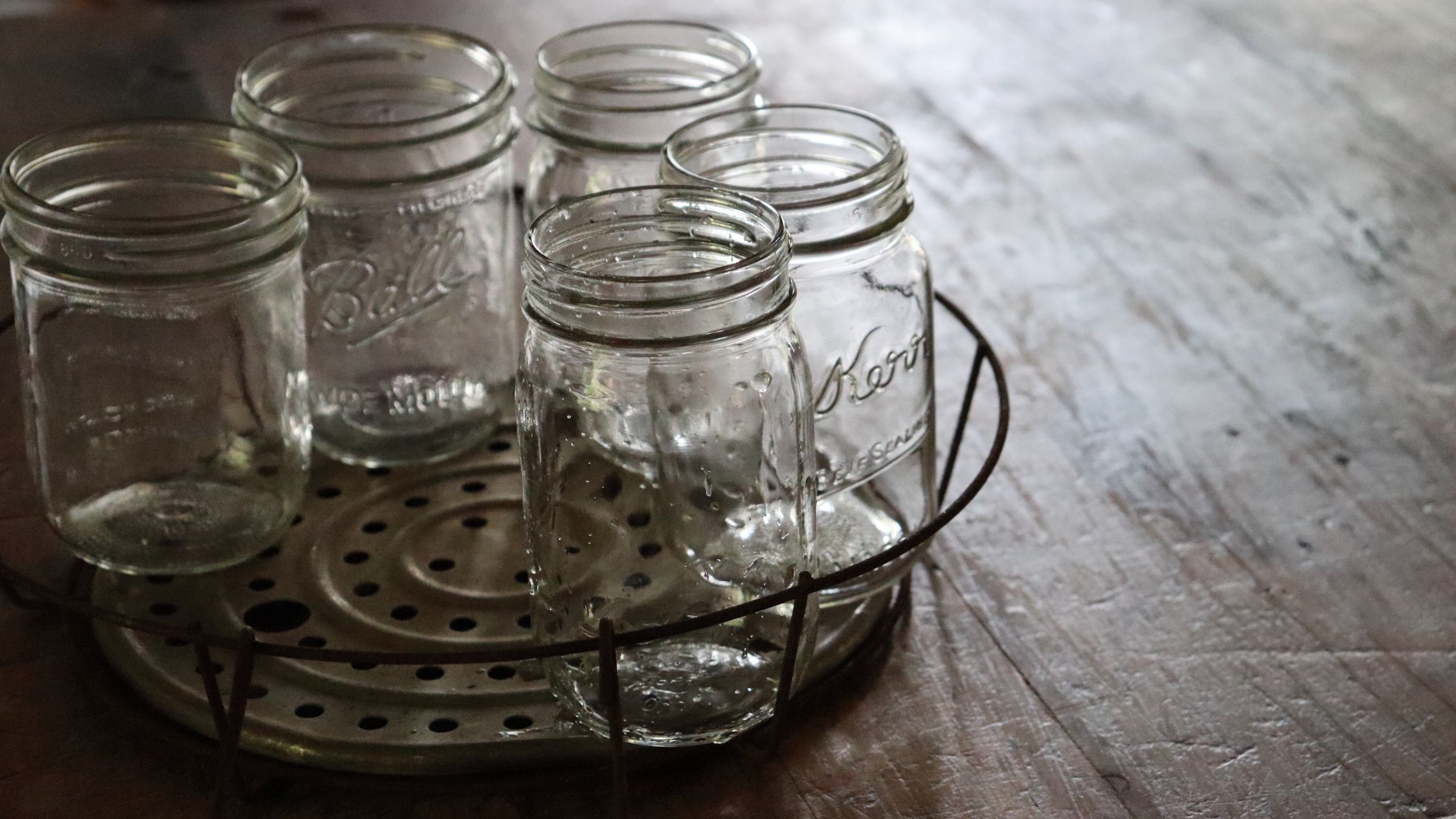 Canning Jars in Rack (Canning Tips)