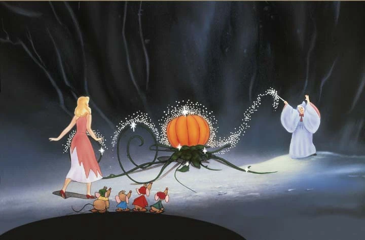 The Fairy Godmother transforms the pumpkin into a coach in Cinderella from Disney Wiki