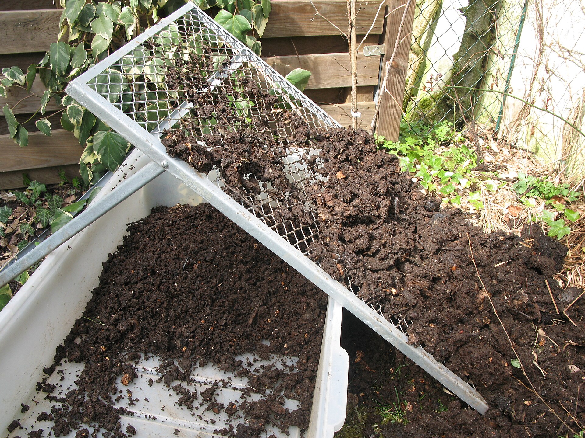 Compost being screened 